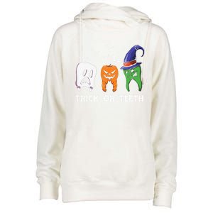 Dentist Halloween Trick Or Teeth Funny Dental Treat Cute Gift Womens Funnel Neck Pullover Hood