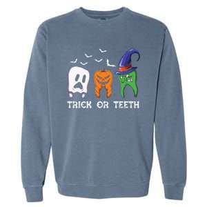 Dentist Halloween Trick Or Teeth Funny Dental Treat Cute Gift Garment-Dyed Sweatshirt