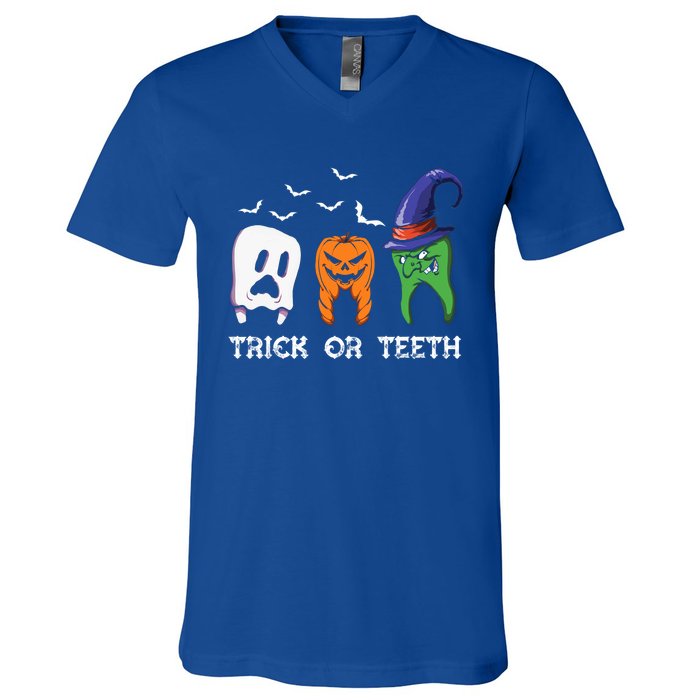 Dentist Halloween Trick Or Teeth Funny Dental Treat Cute Gift V-Neck T-Shirt