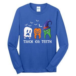 Dentist Halloween Trick Or Teeth Funny Dental Treat Cute Gift Tall Long Sleeve T-Shirt