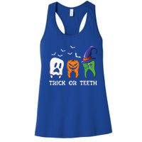 Dentist Halloween Trick Or Teeth Funny Dental Treat Cute Gift Women's Racerback Tank