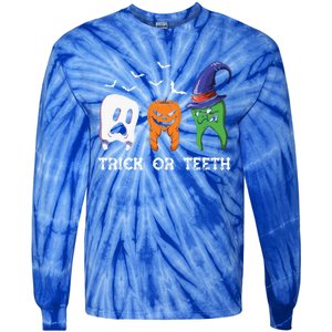 Dentist Halloween Trick Or Teeth Funny Dental Treat Cute Gift Tie-Dye Long Sleeve Shirt