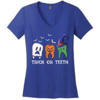 Dentist Halloween Trick Or Teeth Funny Dental Treat Cute Gift Women's V-Neck T-Shirt