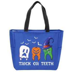 Dentist Halloween Trick Or Teeth Funny Dental Treat Cute Gift Zip Tote Bag