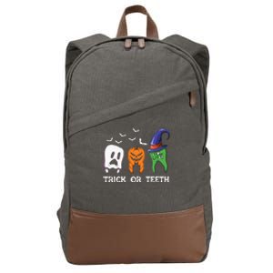 Dentist Halloween Trick Or Teeth Funny Dental Treat Cute Gift Cotton Canvas Backpack