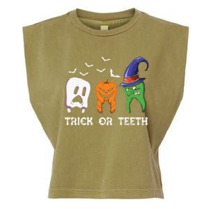 Dentist Halloween Trick Or Teeth Funny Dental Treat Cute Gift Garment-Dyed Women's Muscle Tee