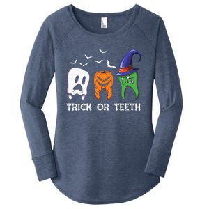 Dentist Halloween Trick Or Teeth Funny Dental Treat Cute Gift Women's Perfect Tri Tunic Long Sleeve Shirt