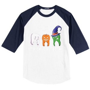 Dentist Halloween Trick Or Teeth Funny Dental Treat Cute Gift Baseball Sleeve Shirt