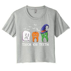 Dentist Halloween Trick Or Teeth Funny Dental Treat Cute Gift Women's Crop Top Tee