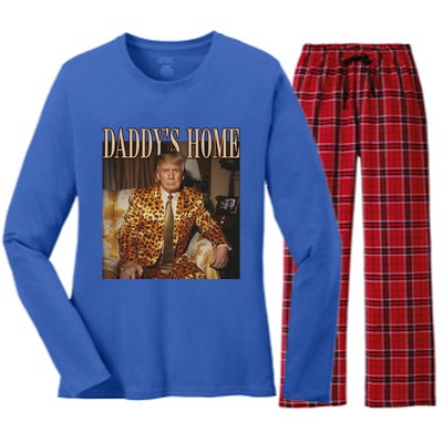 DaddyS Home Trump Funny Gift Trump 2024 Gift Women's Long Sleeve Flannel Pajama Set 