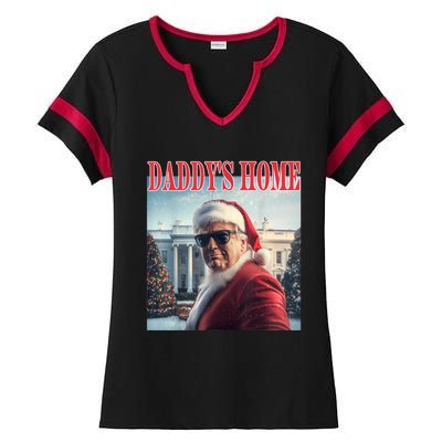 DaddyS Home Trump 2024 Won Santa Claus Christmas Ladies Halftime Notch Neck Tee