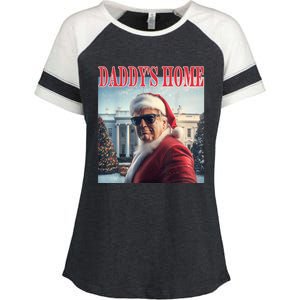 DaddyS Home Trump 2024 Won Santa Claus Christmas Enza Ladies Jersey Colorblock Tee