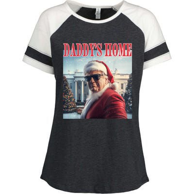 DaddyS Home Trump 2024 Won Santa Claus Christmas Enza Ladies Jersey Colorblock Tee