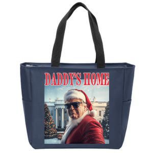 DaddyS Home Trump 2024 Won Santa Claus Christmas Zip Tote Bag