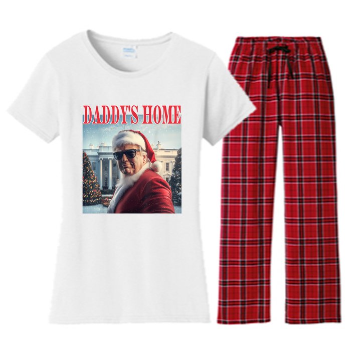 DaddyS Home Trump 2024 Won Santa Claus Christmas Women's Flannel Pajama Set