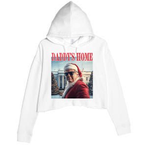 DaddyS Home Trump 2024 Won Santa Claus Christmas Crop Fleece Hoodie