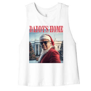 DaddyS Home Trump 2024 Won Santa Claus Christmas Women's Racerback Cropped Tank