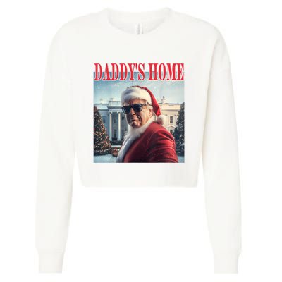 DaddyS Home Trump 2024 Won Santa Claus Christmas Cropped Pullover Crew