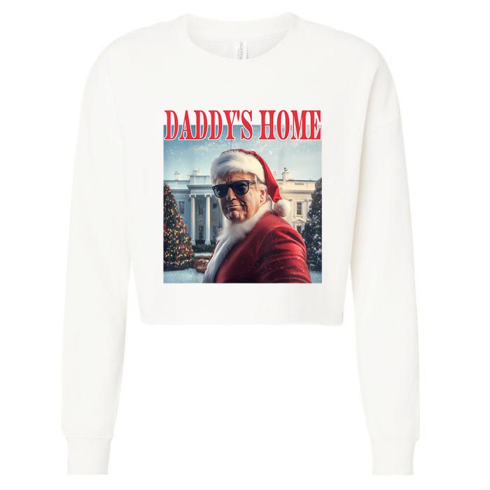 DaddyS Home Trump 2024 Won Santa Claus Christmas Cropped Pullover Crew