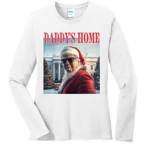 DaddyS Home Trump 2024 Won Santa Claus Christmas Ladies Long Sleeve Shirt