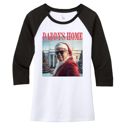 DaddyS Home Trump 2024 Won Santa Claus Christmas Women's Tri-Blend 3/4-Sleeve Raglan Shirt