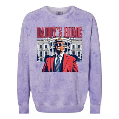 Daddys Home Trump 2024 Colorblast Crewneck Sweatshirt