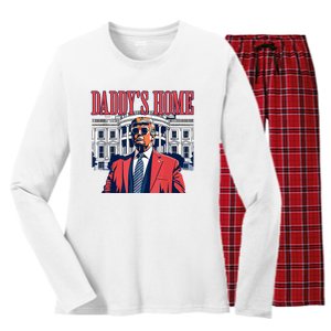 Daddys Home Trump 2024 Women's Long Sleeve Flannel Pajama Set 