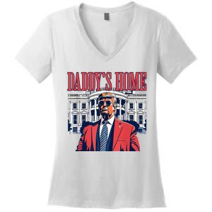 Daddys Home Trump 2024 Women's V-Neck T-Shirt