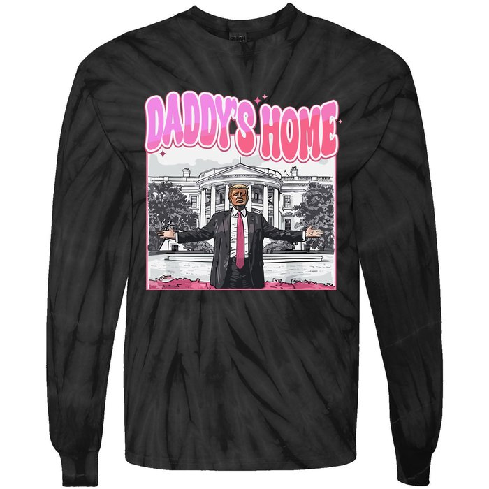 Daddys Home Trump 2024 Tie-Dye Long Sleeve Shirt