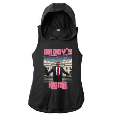 Daddys Home Trump Pink 2024 Funny Trump Take America Back Ladies PosiCharge Tri-Blend Wicking Draft Hoodie Tank