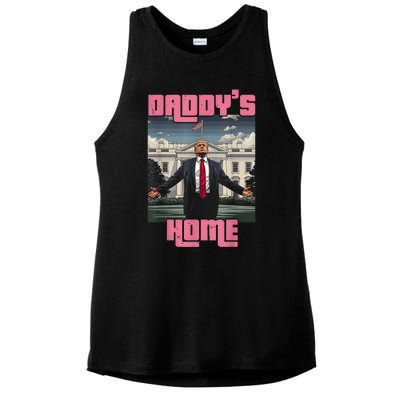 Daddys Home Trump Pink 2024 Funny Trump Take America Back Ladies PosiCharge Tri-Blend Wicking Tank