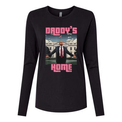 Daddys Home Trump Pink 2024 Funny Trump Take America Back Womens Cotton Relaxed Long Sleeve T-Shirt