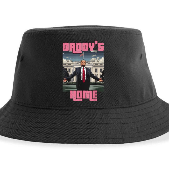 Daddys Home Trump Pink 2024 Funny Trump Take America Back Sustainable Bucket Hat