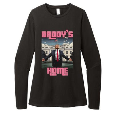 Daddys Home Trump Pink 2024 Funny Trump Take America Back Womens CVC Long Sleeve Shirt