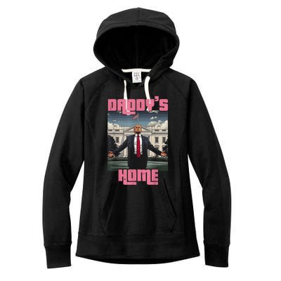 Daddys Home Trump Pink 2024 Funny Trump Take America Back Women's Fleece Hoodie