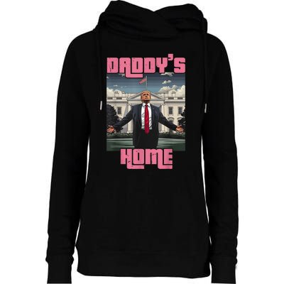 Daddys Home Trump Pink 2024 Funny Trump Take America Back Womens Funnel Neck Pullover Hood