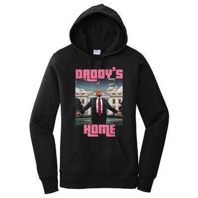 Daddys Home Trump Pink 2024 Funny Trump Take America Back Women's Pullover Hoodie