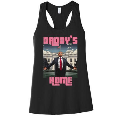 Daddys Home Trump Pink 2024 Funny Trump Take America Back Women's Racerback Tank