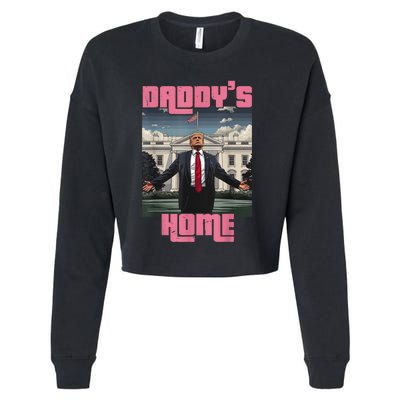 Daddys Home Trump Pink 2024 Funny Trump Take America Back Cropped Pullover Crew