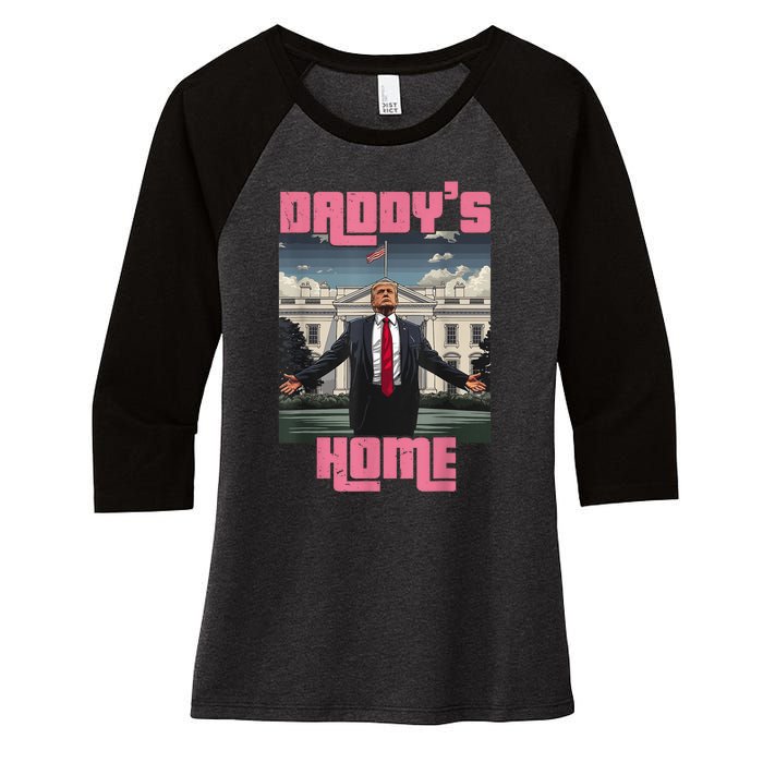 Daddys Home Trump Pink 2024 Funny Trump Take America Back Women's Tri-Blend 3/4-Sleeve Raglan Shirt