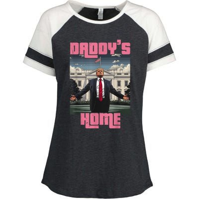 Daddys Home Trump Pink 2024 Funny Trump Take America Back Enza Ladies Jersey Colorblock Tee