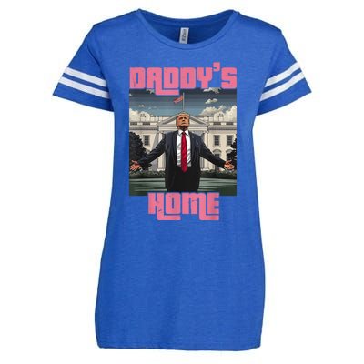 Daddys Home Trump Pink 2024 Funny Trump Take America Back Enza Ladies Jersey Football T-Shirt