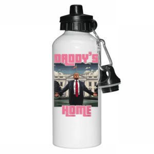 Daddys Home Trump Pink 2024 Funny Trump Take America Back Aluminum Water Bottle