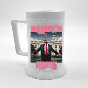 Daddys Home Trump Pink 2024 Funny Trump Take America Back Beer Stein