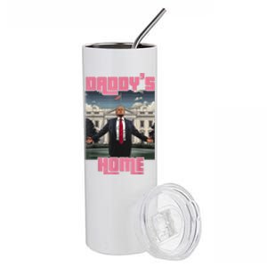 Daddys Home Trump Pink 2024 Funny Trump Take America Back Stainless Steel Tumbler