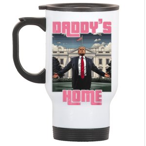 Daddys Home Trump Pink 2024 Funny Trump Take America Back Stainless Steel Travel Mug