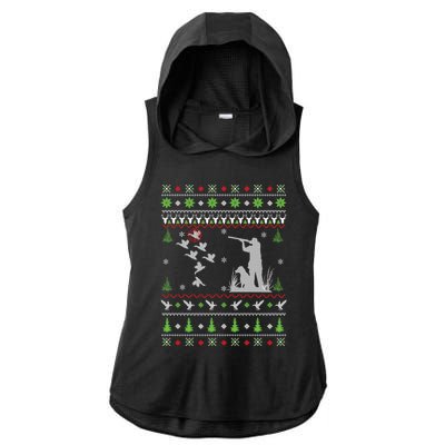 Duck Hunting Ugly Christmas Hunt Xmas Ladies PosiCharge Tri-Blend Wicking Draft Hoodie Tank