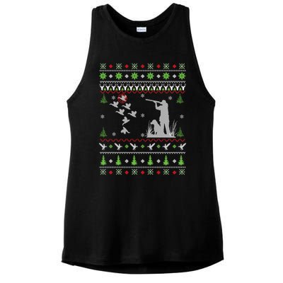 Duck Hunting Ugly Christmas Hunt Xmas Ladies PosiCharge Tri-Blend Wicking Tank