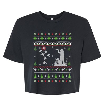 Duck Hunting Ugly Christmas Hunt Xmas Bella+Canvas Jersey Crop Tee