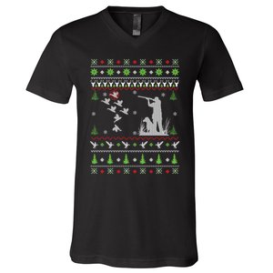 Duck Hunting Ugly Christmas Hunt Xmas V-Neck T-Shirt